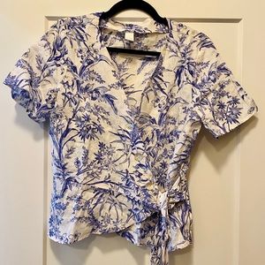 H&M Floral Blouse with Tie Detail